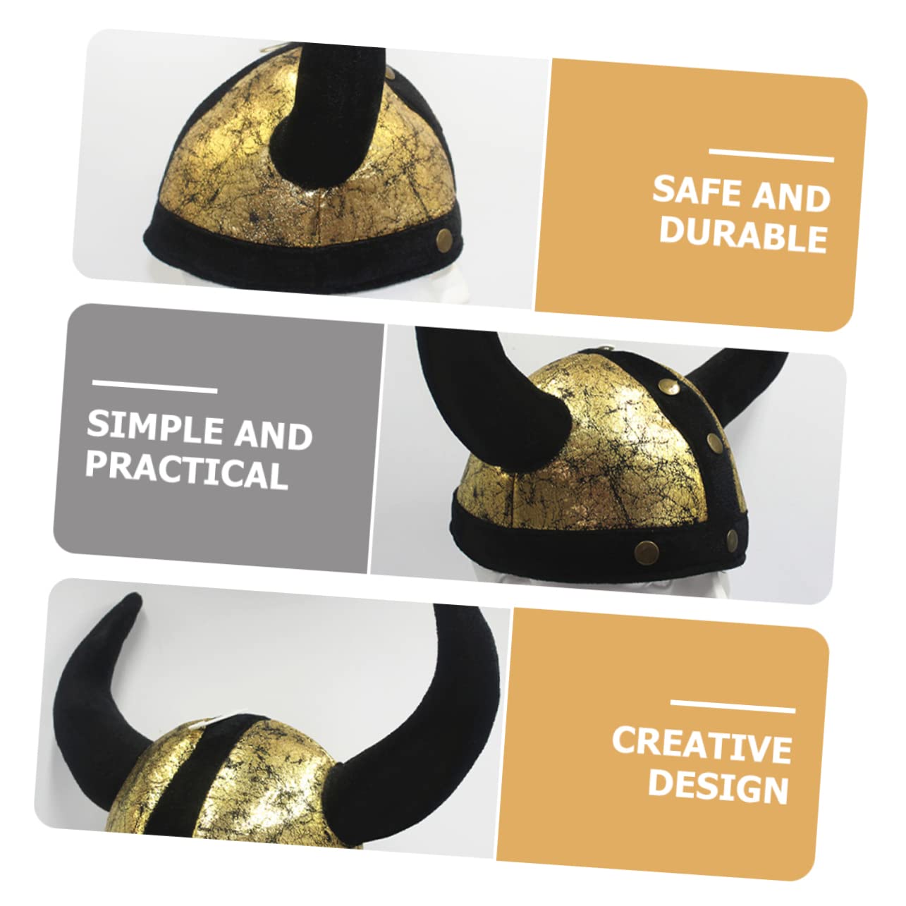 ABOOFAN 4 Piezas Adorno Cuerno Sombrero De Guerrero Gorras De Caballero Vestido De Disfraz Edad Única Poliéster Niñas Para Soldado Fiesta Cascos Favor Medio Prop Cosplay Decoración Buey