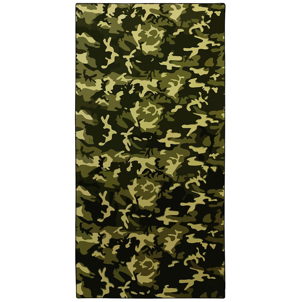 Rstick Green Camo Beach Towel Oversized 36”x 72”Quick Dry Sand-Free Black Camo Bath Towels for Swim Pool Camping Travel