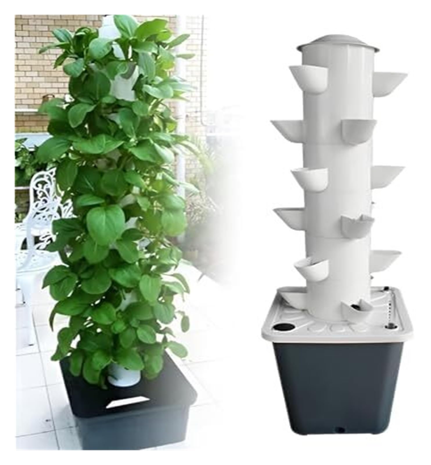 Sistema de cultivo hidropónico para interiores, Torre de PVC calidad alimentaria for uso en interiores y exteriores, macetero sin suelo for hierbas, lechuga verduras(30 Holes)