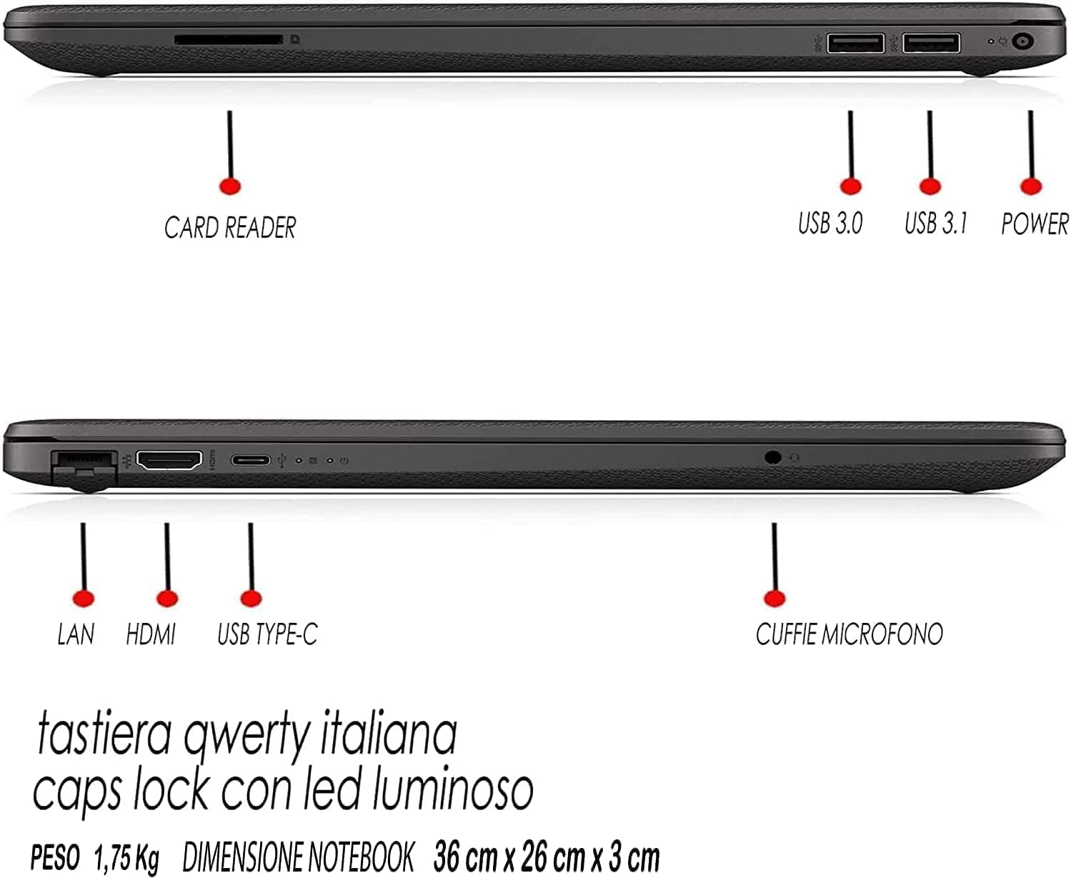 HP Notebook 250 G9, Pc portatile Grey, Intel Core i7 1255U 12Th Gen 4,7Ghz, Ram 16Gb, SSD 1256Gb, Display 15.6 Full HD, Win 11 Pro, Open Office 2021, computer pronto utilizzo HP Notebook 250 G9, Pc portatile Grey, Intel Core i7 1255U 12Th Gen 4,7Ghz, Ram 16Gb, SSD 1256Gb, Display 15.6 Full HD, Win 11 Pro, Open Office 2021, computer pronto utilizzo