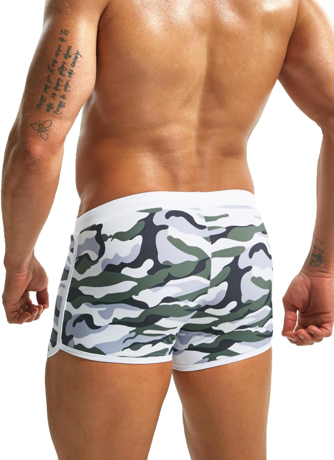 MIZOK Mens Quick Dry Square Leg Swim Shorts Boxer Brief Beach Swimsuit Trunk - Image 4