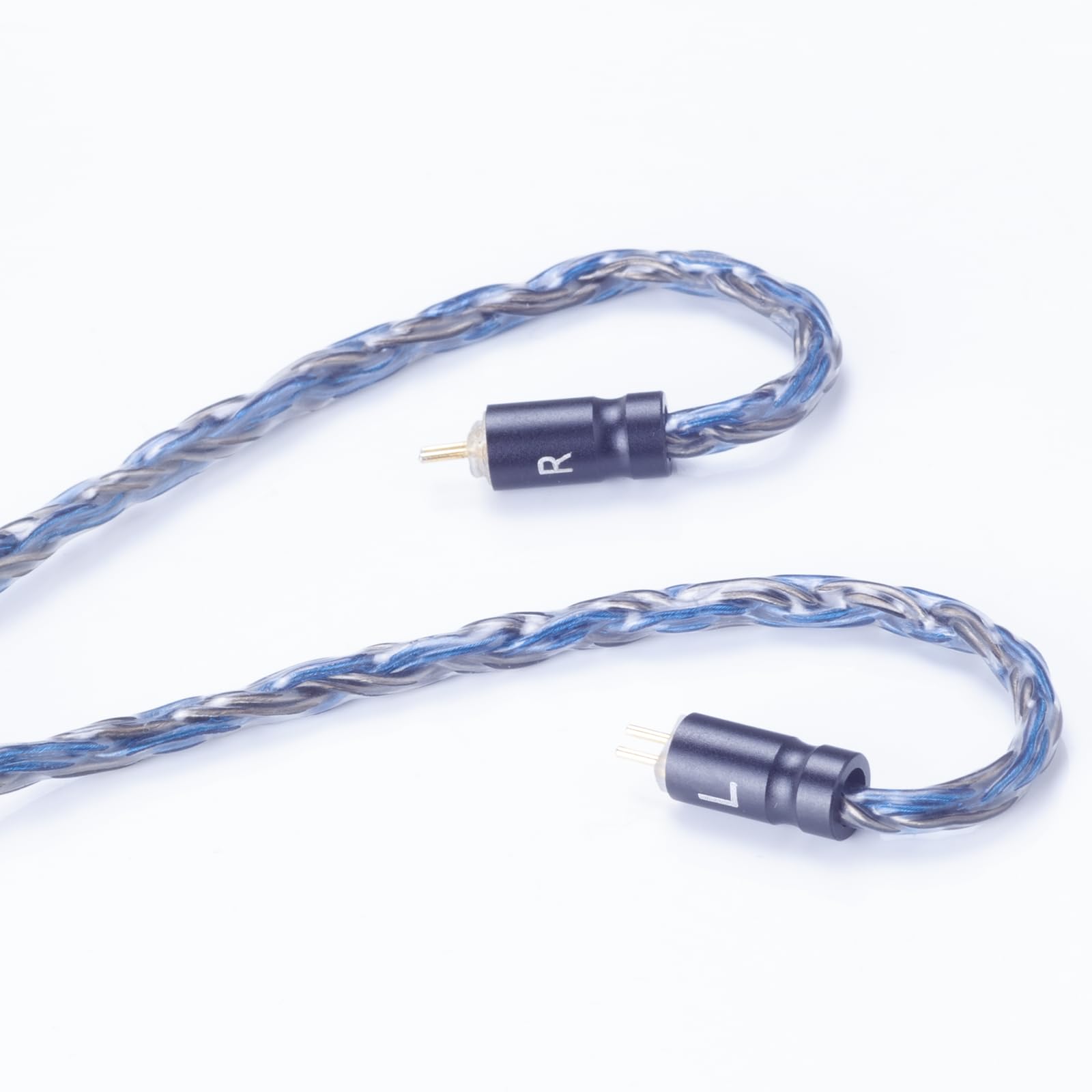 IEM-Kabel, 16-adrig, 3,5-mm-Stecker, versilbertes Kupfer, Kopfhörer-Upgrade-Kabel für CCA C16, C10, KZ, ZST, ZS7, AS06, ES4 Kopfhörer (graublau, 2-polig, 3,5 mm)