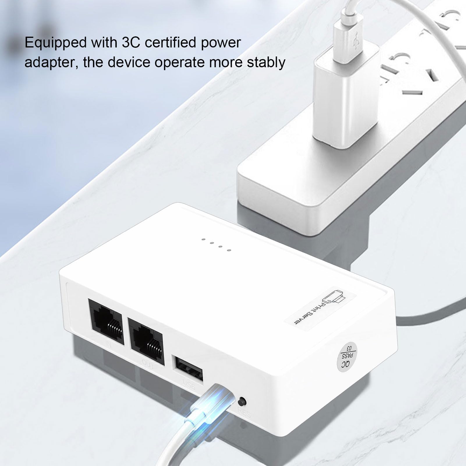 Ejoyous Server di Stampa Wireless USB, Condivisione Stampante e Scanner Tramite Ethernet 2.4GHz, for Casa e Ufficio | Server di stampa WiFi wireless, condivisione in rete per casa e ufficio