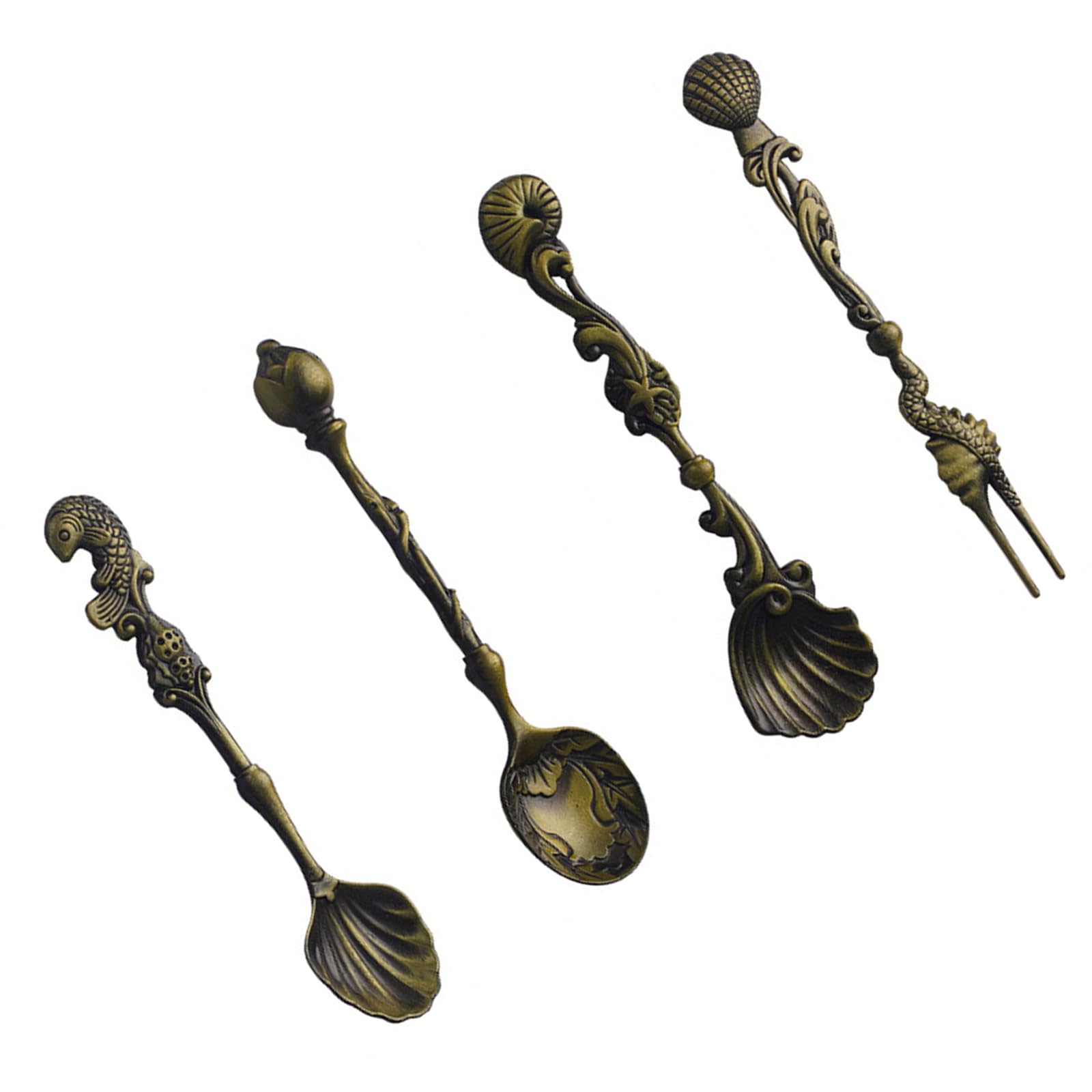 Tsophreniq Resistant Antique Spoons with Ergonomic Handle Metal Demitasse Scoops for Seasoning Coffee Mixing Creative Tableware