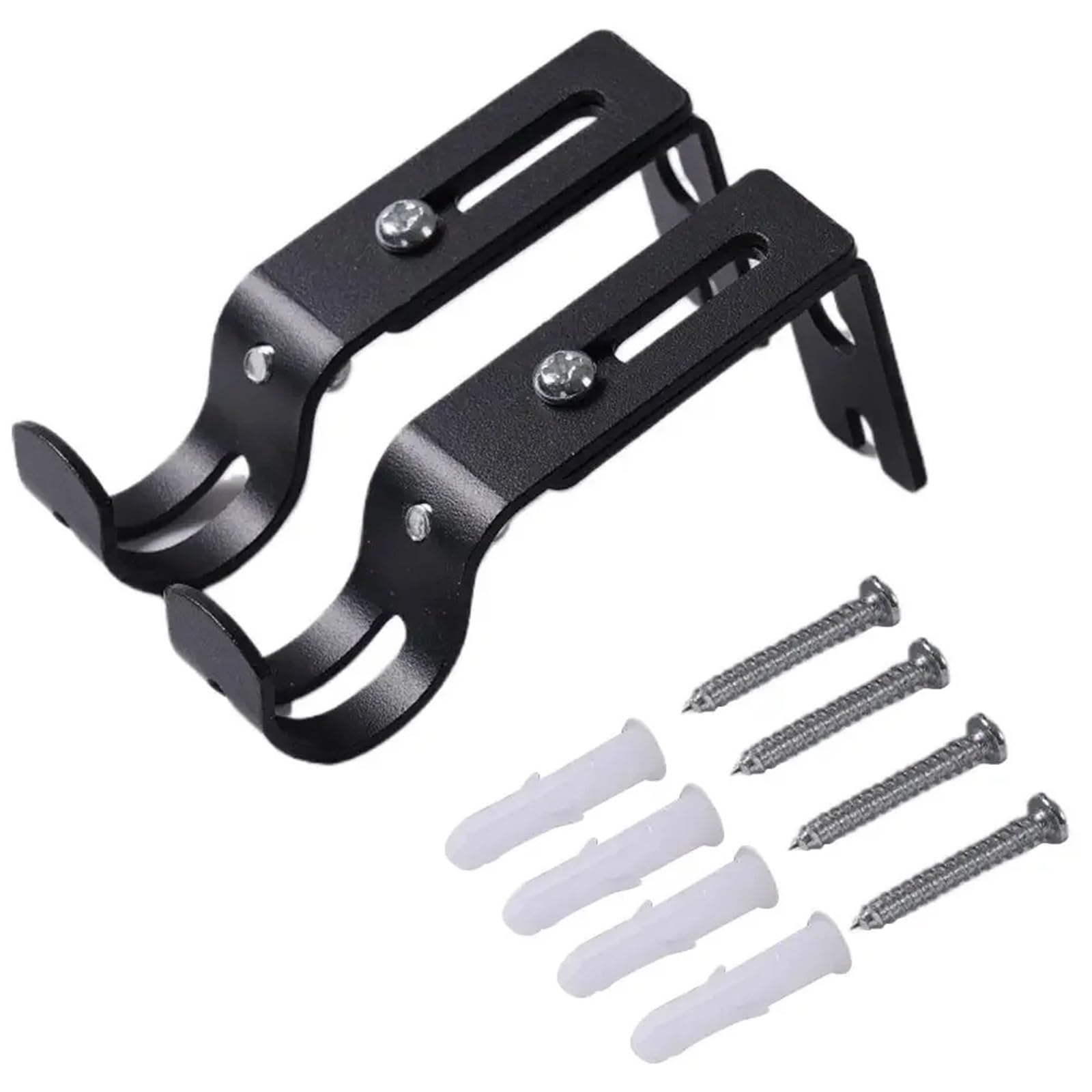 Gbrcen Curtain Rod Brackets 6pcs Curtain Rod Holder Portable Single Rod Bracket For WallCurtain Rod Bracket Curtain Rod Support Hanger For 1inch Curtain(Black)