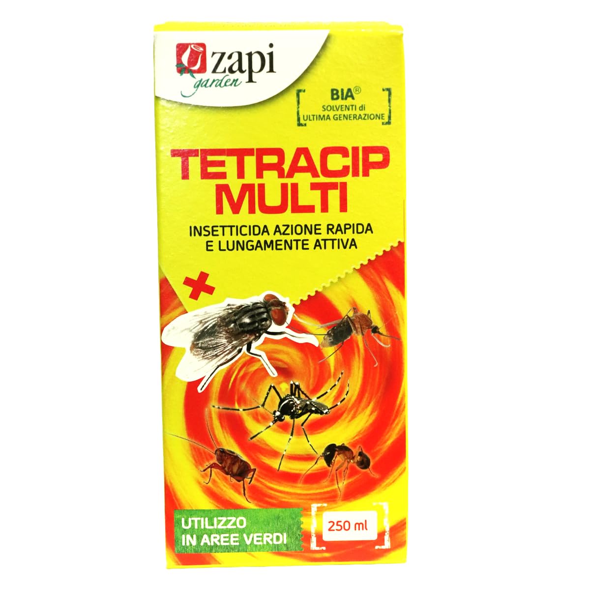 Zapi Garden | Tetracip Multi - Insetticida Multi Insetto, Concentrato Contro Mosche, Zanzare, Blatte, Formiche, Vespe e Nidi, da Esterno, 250ml