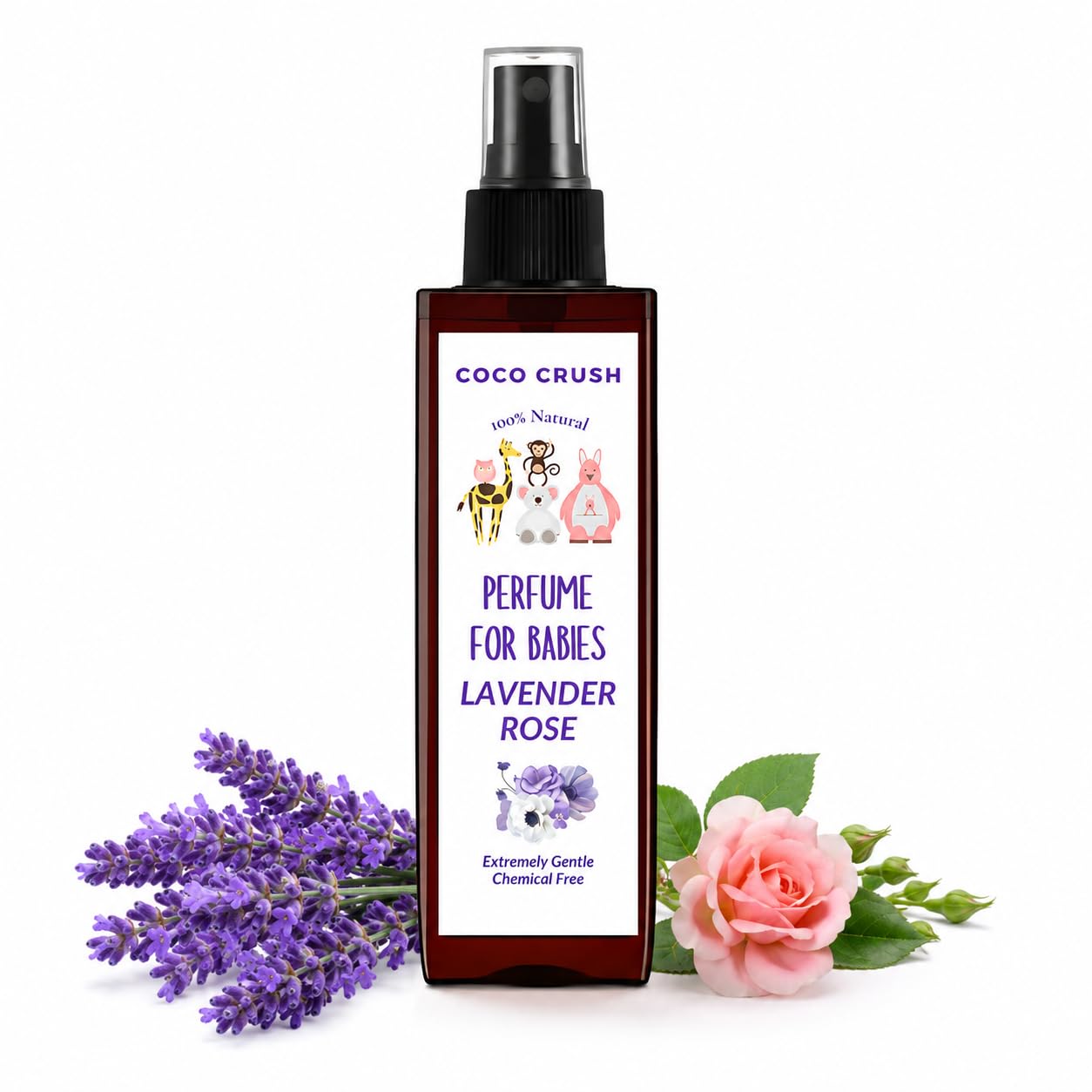 Coco Crush 100% Natural Rose and Lavender Perfume for Babies - Gentle & Safe, Mild Fragrance | Unisex children | Multipurpose with Delicate Fragrance | Dermatologically Tested (100ML)-image-45