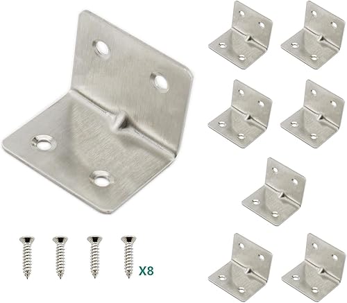 ULIFESTAR - Soportes de esquina de acero inoxidable resistentes en forma de L, fijación de 90 grados en ángulo recto para estantes de madera,