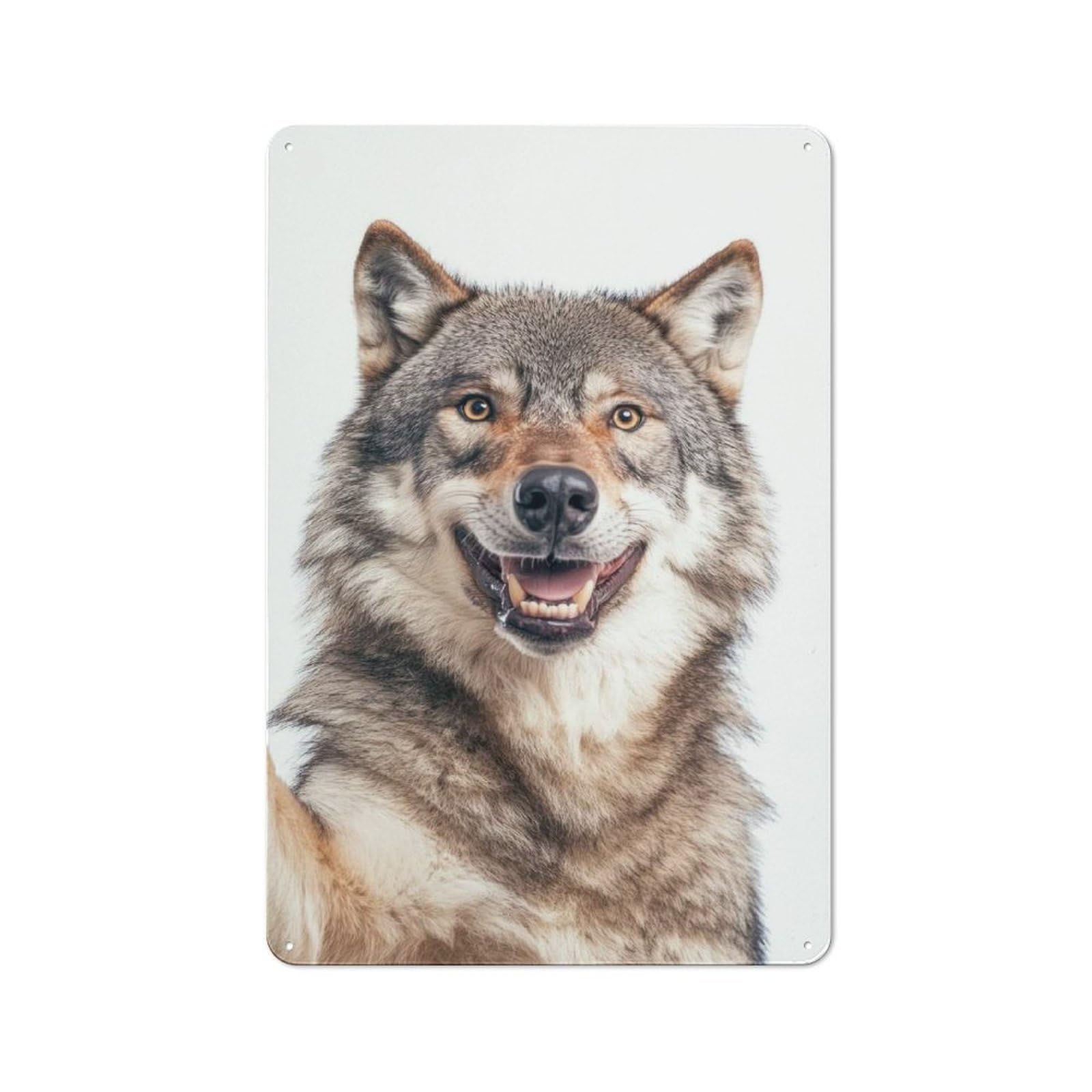 Junmoney Smiling Wolf Selfie Retro Tin Sign 30X20cm For Bar Or Restaurant, For Collectors Of Retro Metal Wall Decor