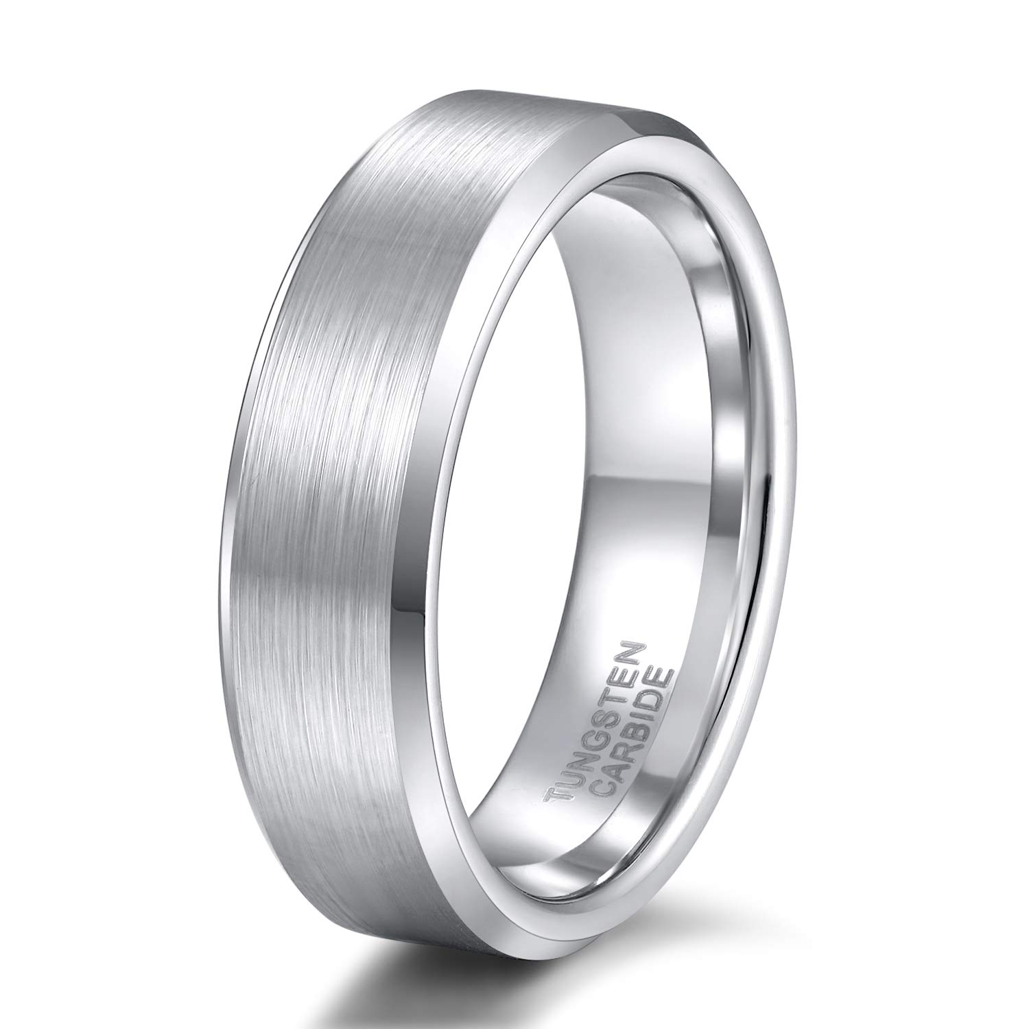 TRUMIUM 4mm 6mm 8mm Tungsten Wedding Band Ring for Men Women Silver Plated Matte Finished Engagement Rings Comfort Fit 4-15