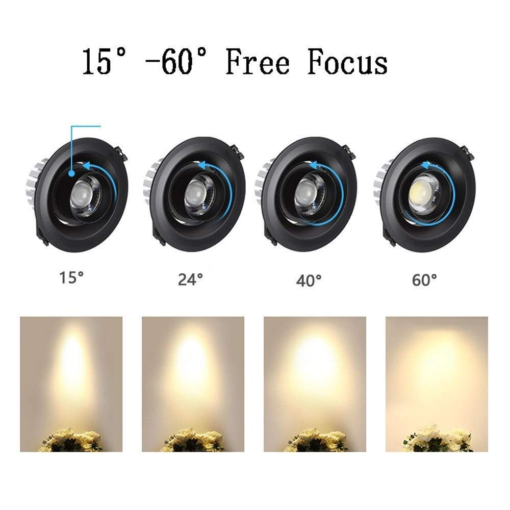 Reflektor, 15 W LED Regulowany panel sufitowy wpuszczany panel sufitowy Okrągła lampa antyodblaskowa Zintegrowana płaska Downlight Kryty Sklep Handlowy Centrum Handlowe Biuro Korytarz Nawa Dekoracja