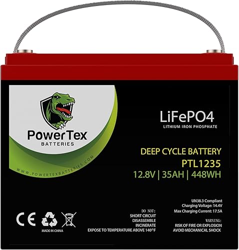 Miniatura 6 de Powertex - Batería LiFePO4 de ciclo profundo de 12 V 35 Ah de 448 Wh, batería de repuesto SLA con BMS integrado para energía solar, marina, RV,