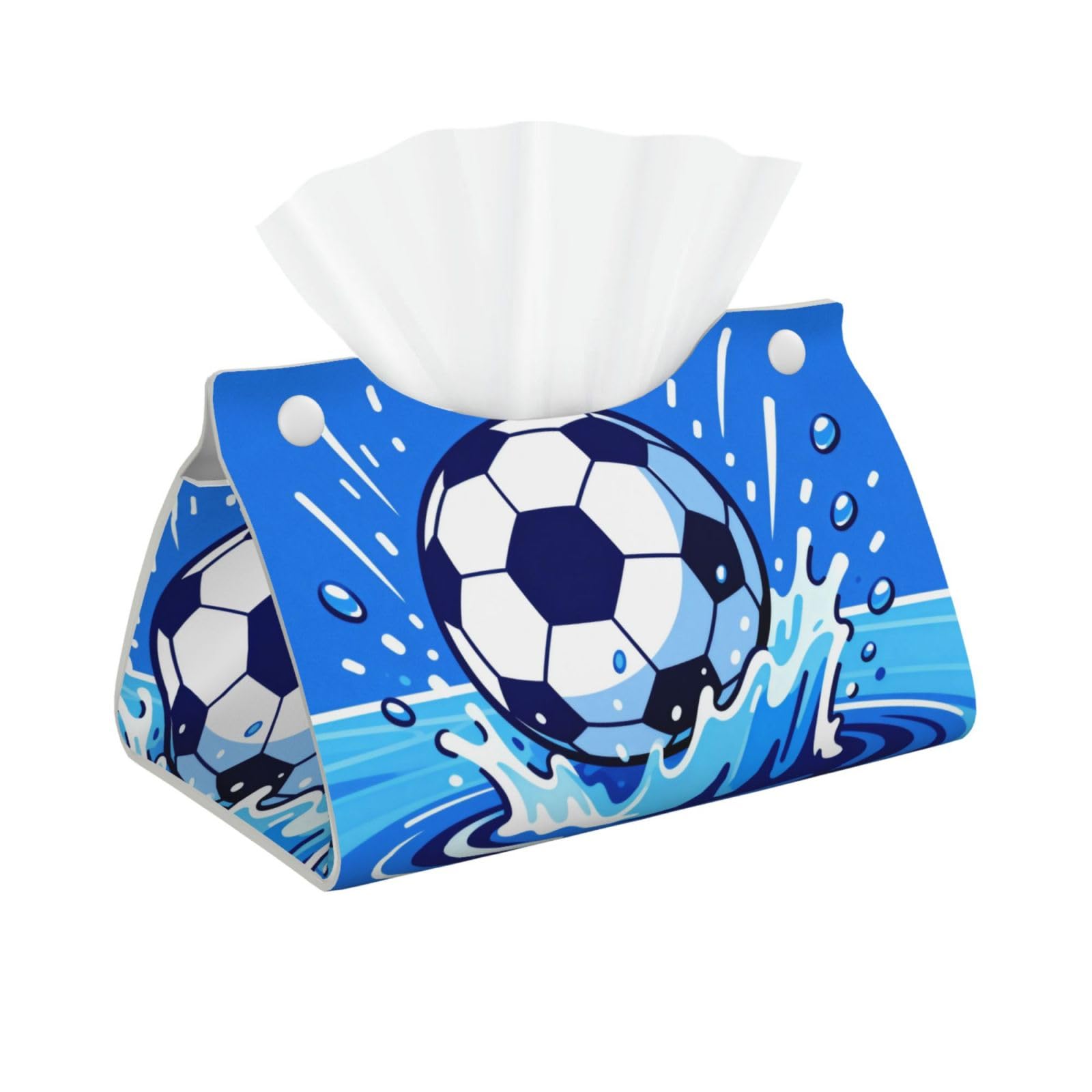 Ball Water Splash Long Leather Tissue Box Cover-Waterproof PU Leather Tissue Holder for Bathroom, Decorative Rectangular Tissue Case