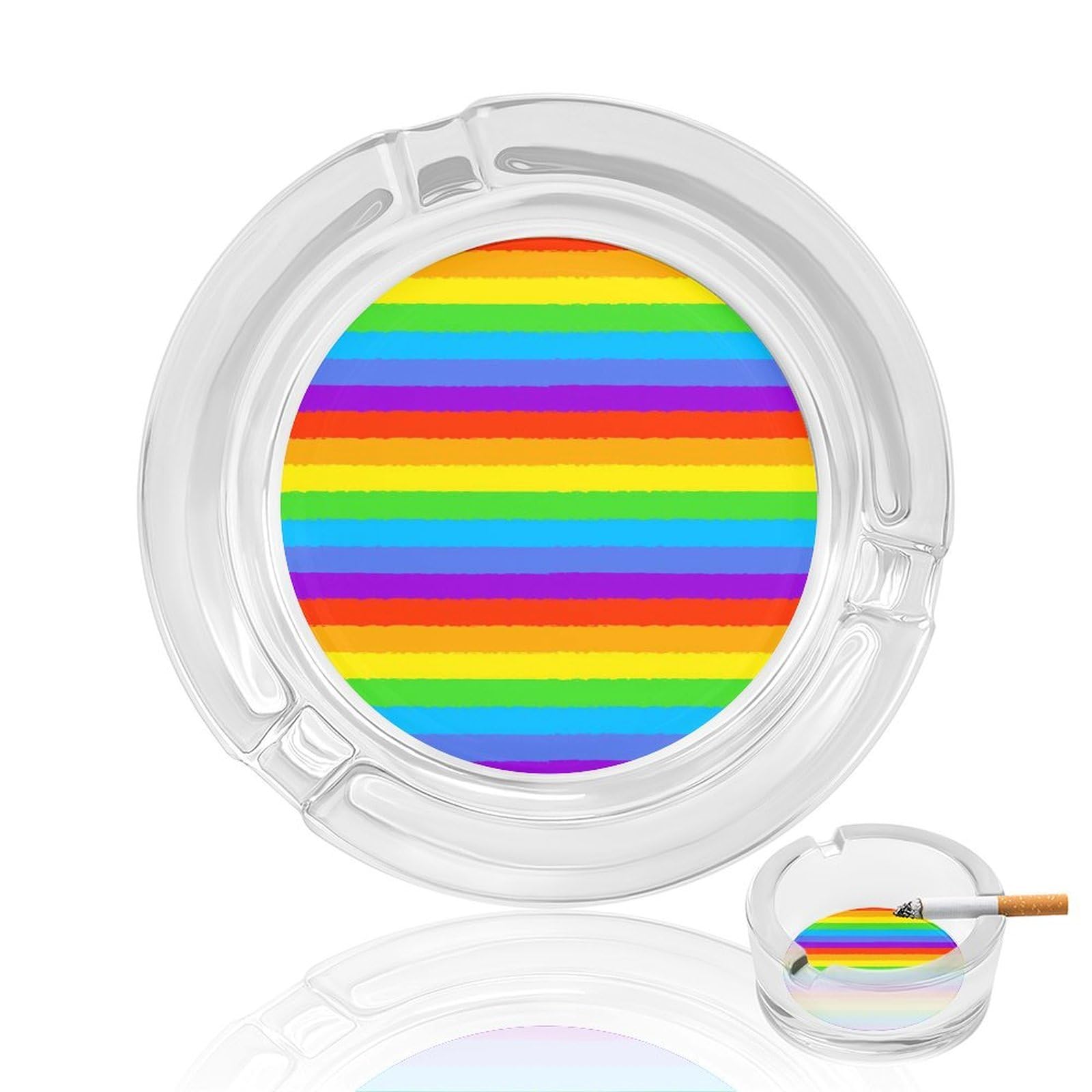 Nclqvjxzkhw Style Lgbt Flag Colors Glass Ashtray Round Ash Tray Smoking Trays For Home Garden Outdoor