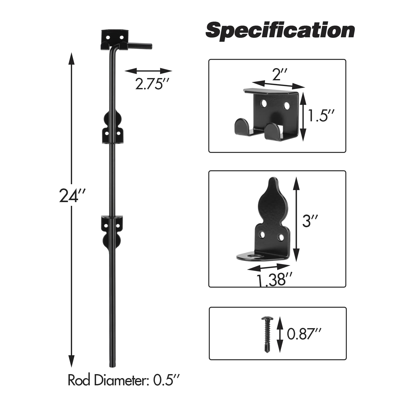 Snapklik.com : 24 Inch Cane Bolt Gate Drop Rod, Heavy Duty Gate Latch ...