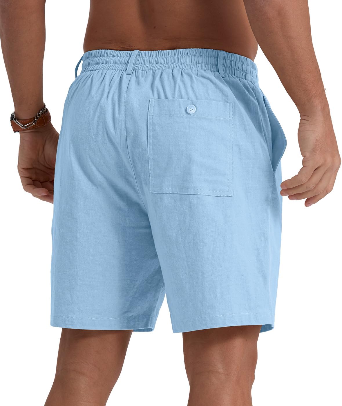 Sailwind Men's Linen Shorts 7" Casual Elastic Waist Drawstring Summer Beach Shorts - Image 6