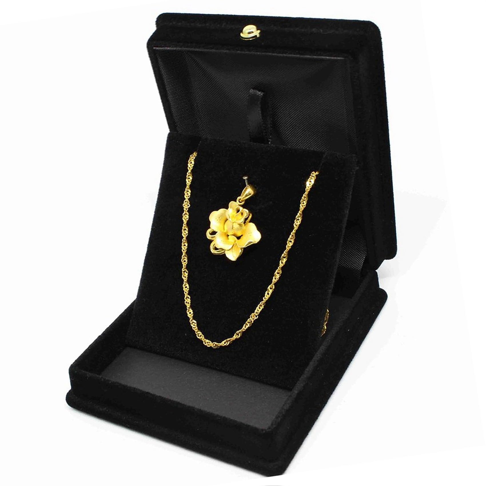 20 x Caja de Almacenamiento de Exhibición de Joyería de Cadena de Collar de Terciopelo Estuche de Regalo Soporte del Organizador - Negro