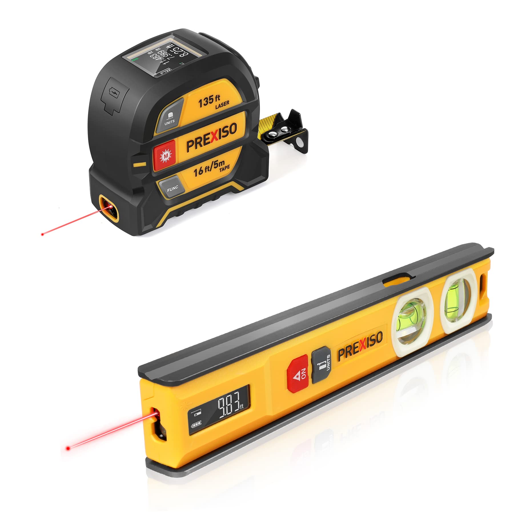 Buy PREXISO 2in1 Laser Measure 65Ft and Torpedo Level & PREXISO 2in