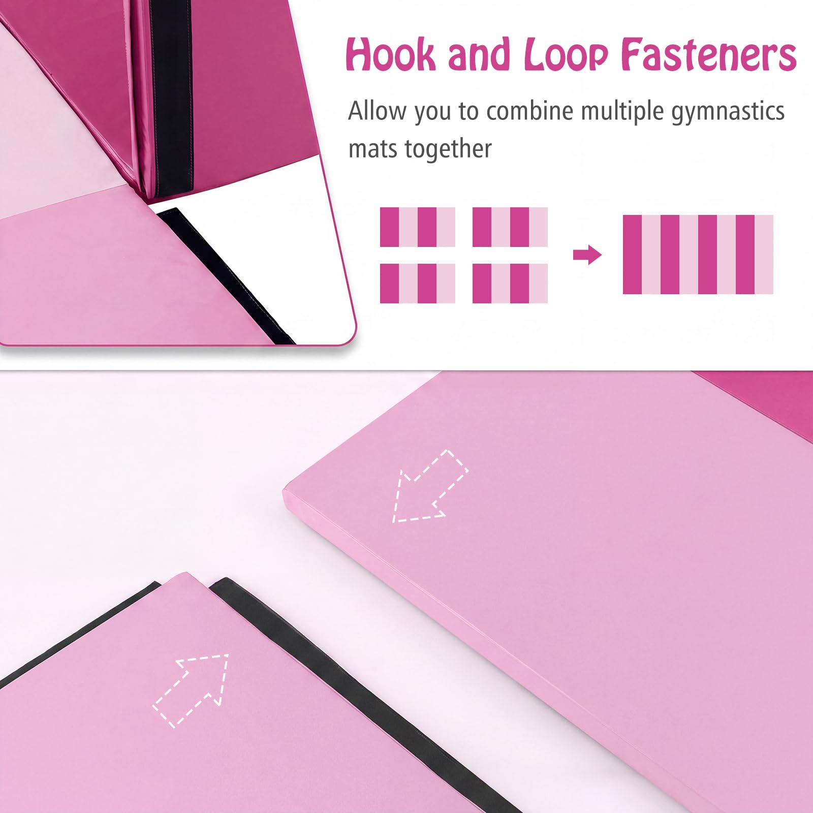 COSTWAY 240 x 120 x 5cm Weichbodenmatte, Gymnastikmatte klappbar,Dunkelrosa