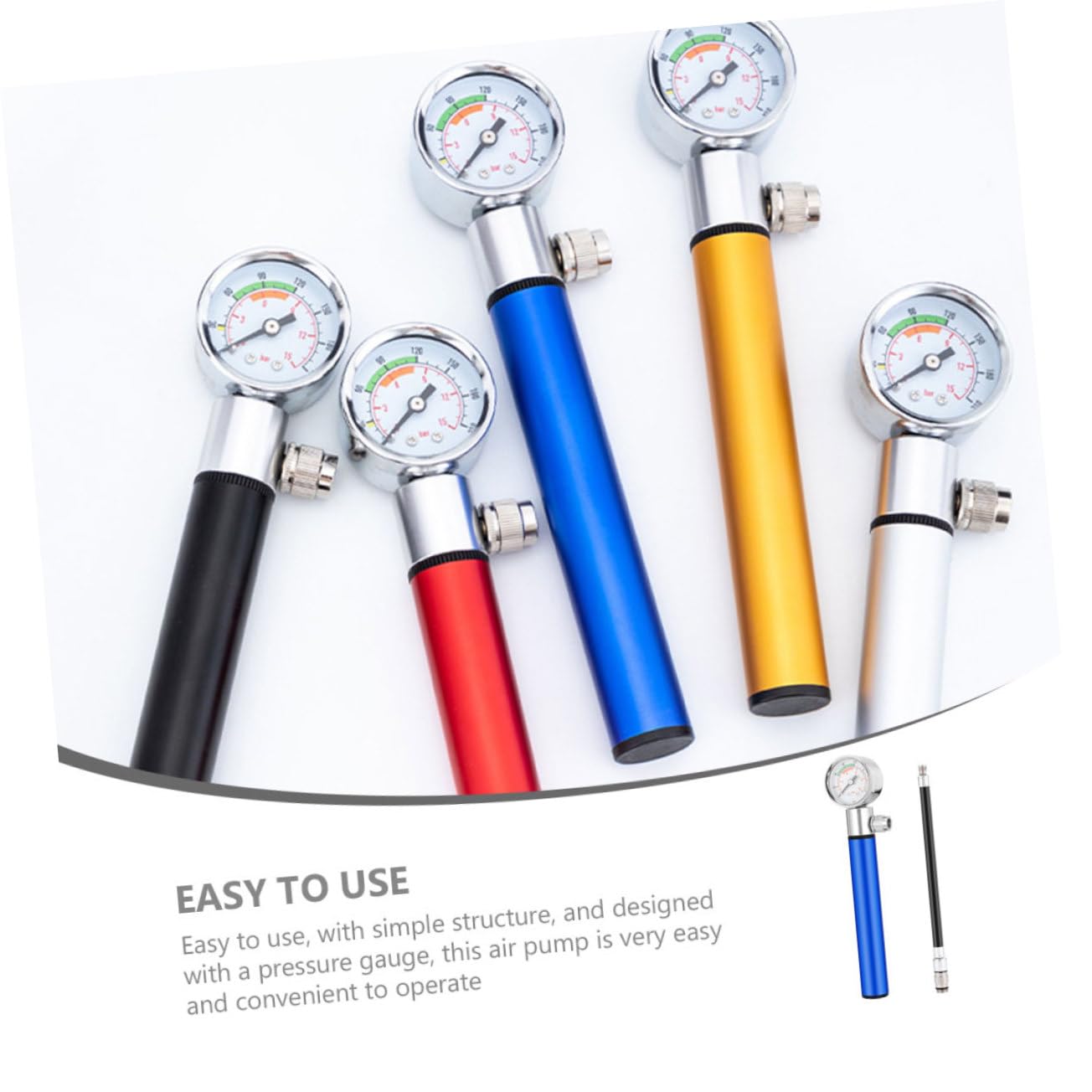 TOYANDONA Aluminium Luftpumpe für Sportbälle und Fahrräder Tragbare Handpumpe mit Manometer Geeignet für Basketball Yoga Ball und Ergonomisches Design Einfach zu Bedienen