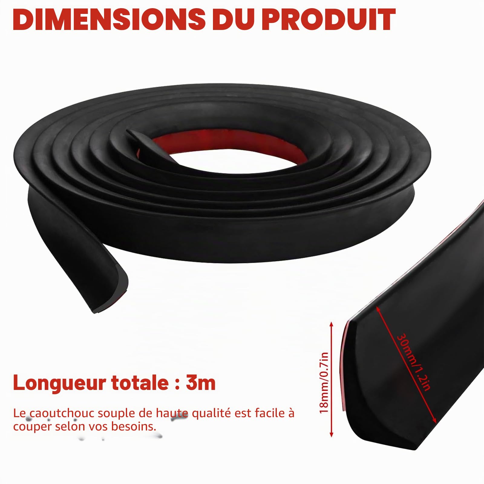 Élargisseur d'aile universel, protections de passages de roue, forme de jante de voiture, extensions de pare-chocs, pour protection et décoration de voiture, 3m
