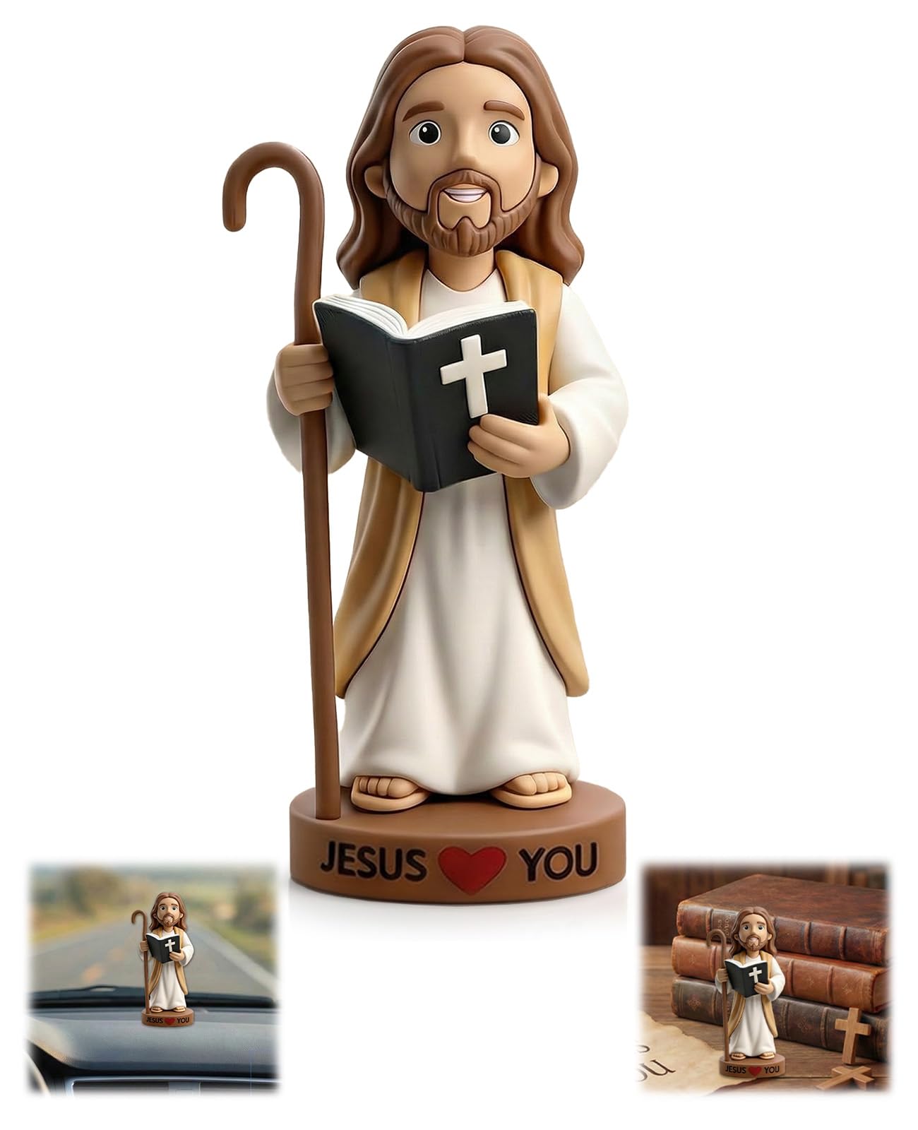 Rudfovn 4" Mini Jesus Figures, Little Jesus Loves You Figurine, Christmas Easter Seek Church Favors