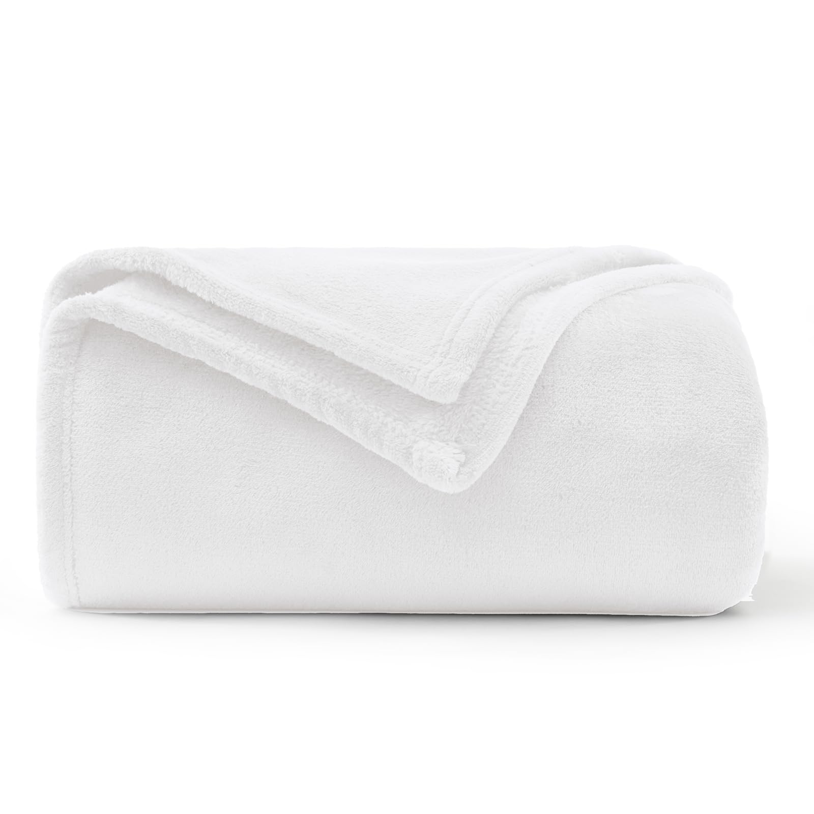 WAVVE Manta Franela para Cama 90, Manta para Sofá 150x200 cm, Manta de Microfibra, Suave, Cálida, Transpirable (Blanco)