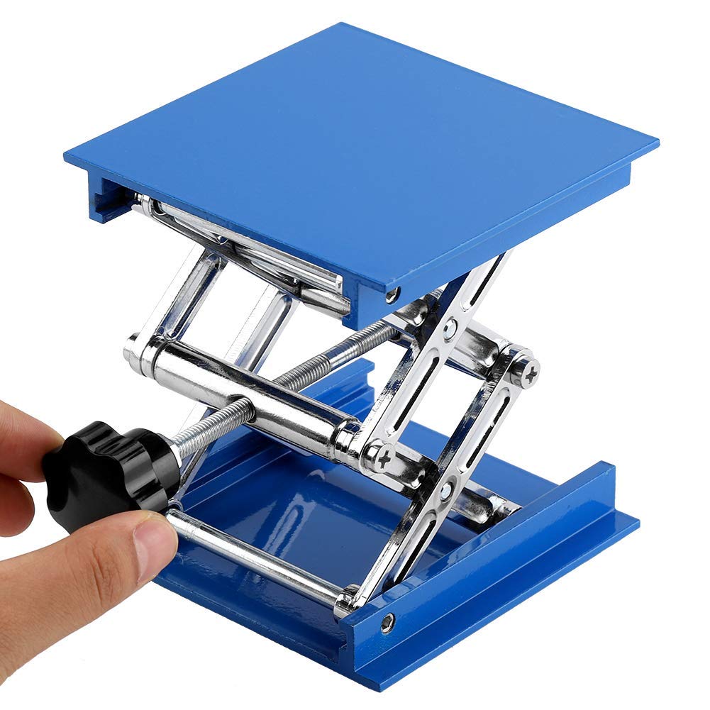 Laborständer, 100 x 100mm Labor Scherenheber, Blau Galvanisierter Aluminium Hebebühne Rack Hebebühne Heber Scherenhubtisch
