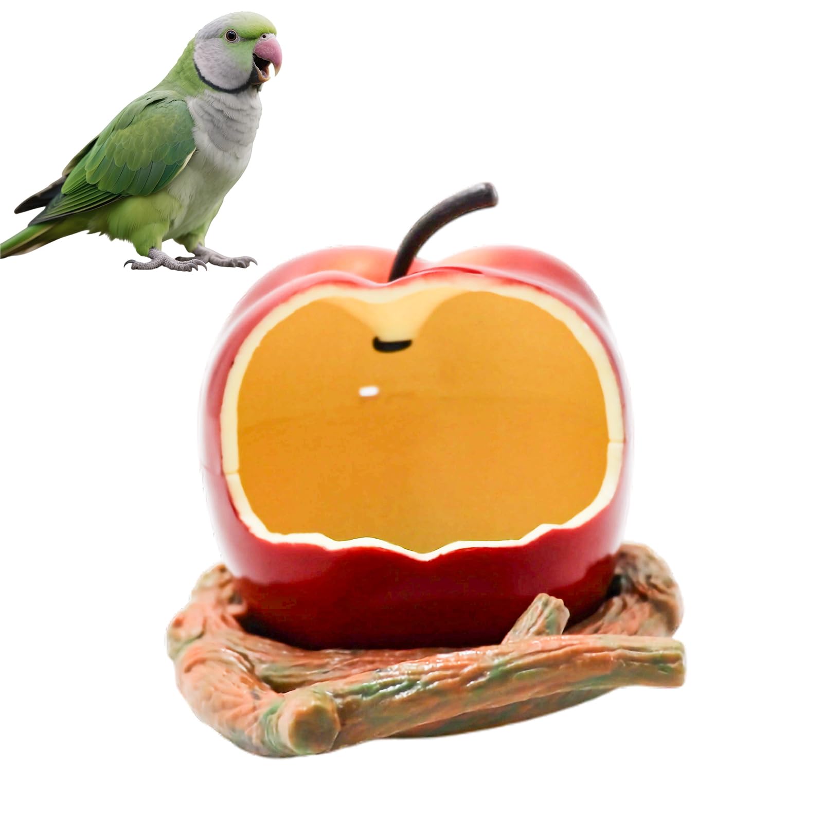 Bird Cage Accessories, Plastic Apple Shape Feeder, Bird Food Container, Food Dispenser for Budgies, Cockatiels, Lovebirds, Quaker, Parakeet, Small to