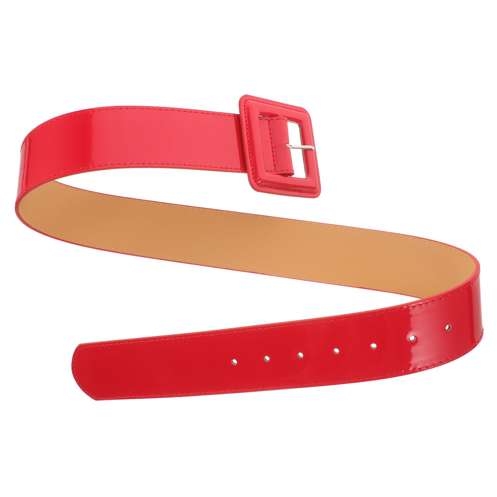 Ceinture large vintage rouge verni 103 cm avec boucle décorative ajustable - 8