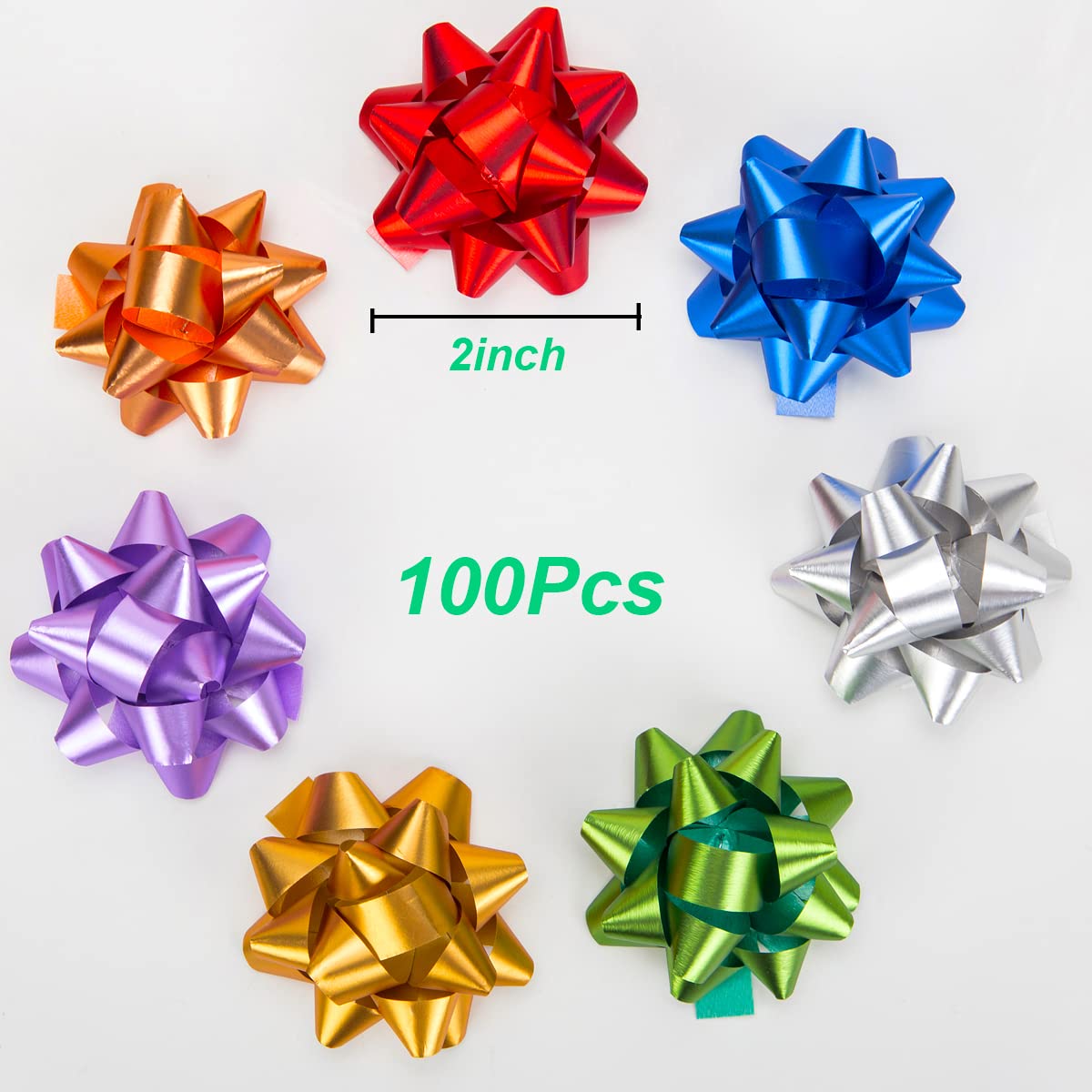 100 lazos pequeños de estrellas para envolver regalos y regalos, múltiples lazos de Navidad de coClour, para fiestas, cumpleaños, bodas u otras vacaciones. (estilo 1)