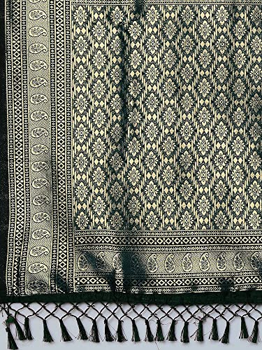 Image of AKHILAM Women's Banarasi Silk Blend Woven Design Golden zari Work Saree With Unstitched Blouse Piece (2PAKHI41 Parent)
