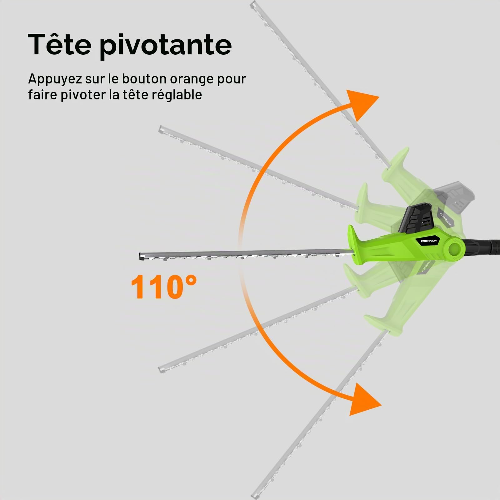 Taille Haie Télescopique Sans Fil, Taille-Haies Électrique Sans Fil 20V 2.0Ah, (Longueur: 41cm,Capacité: 16mm), Multifunktion Taille-Haies, Avec 1 Batterie Chargeur, Pole D'extension De Cutter
