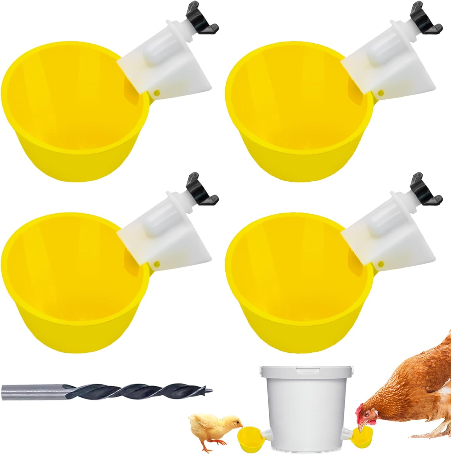 Pack of 5 Automatic Chicken Drinkers Poultry Drinkers Automatic Poultry Drinker System Plastic Water Drinker for Chickens Ducks Quails and Pigeons