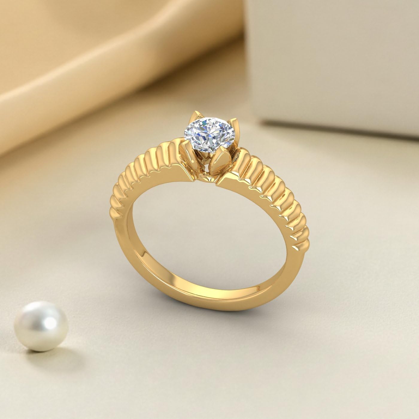 1/2 Carat 4-Prong Set Diamond Solitaire Engagement Ring in 14K Gold