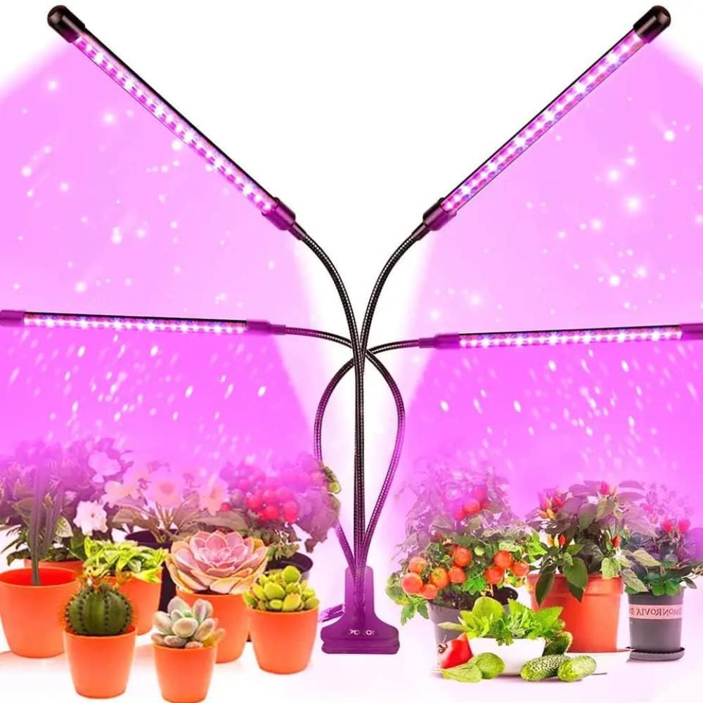 Wolezek Grow Lights for Indoor Plants, 80 LEDs 4 Heads Full Spectrum Red & Blue Plant Light with Clip, Grow Lamp with 6/12/16H Auto Timer, 3 Switch Modes for Seedlings,Multi Color-image-4