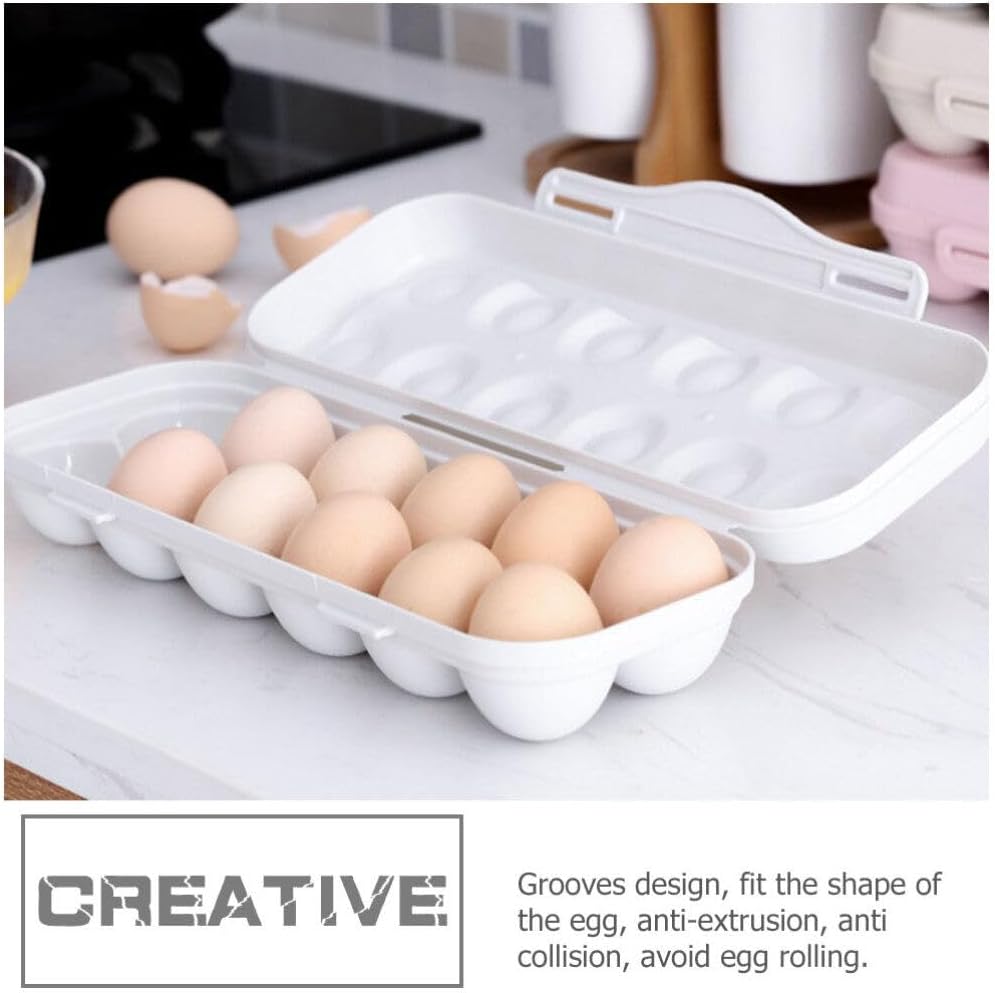 Zerodeko 12 Count Egg Holder for Refrigerator with Lid Plastic Fresh Storage Box for Kitchen and Fridge Organization Compact 11.81X4.33X2.55In Egg Storage Container