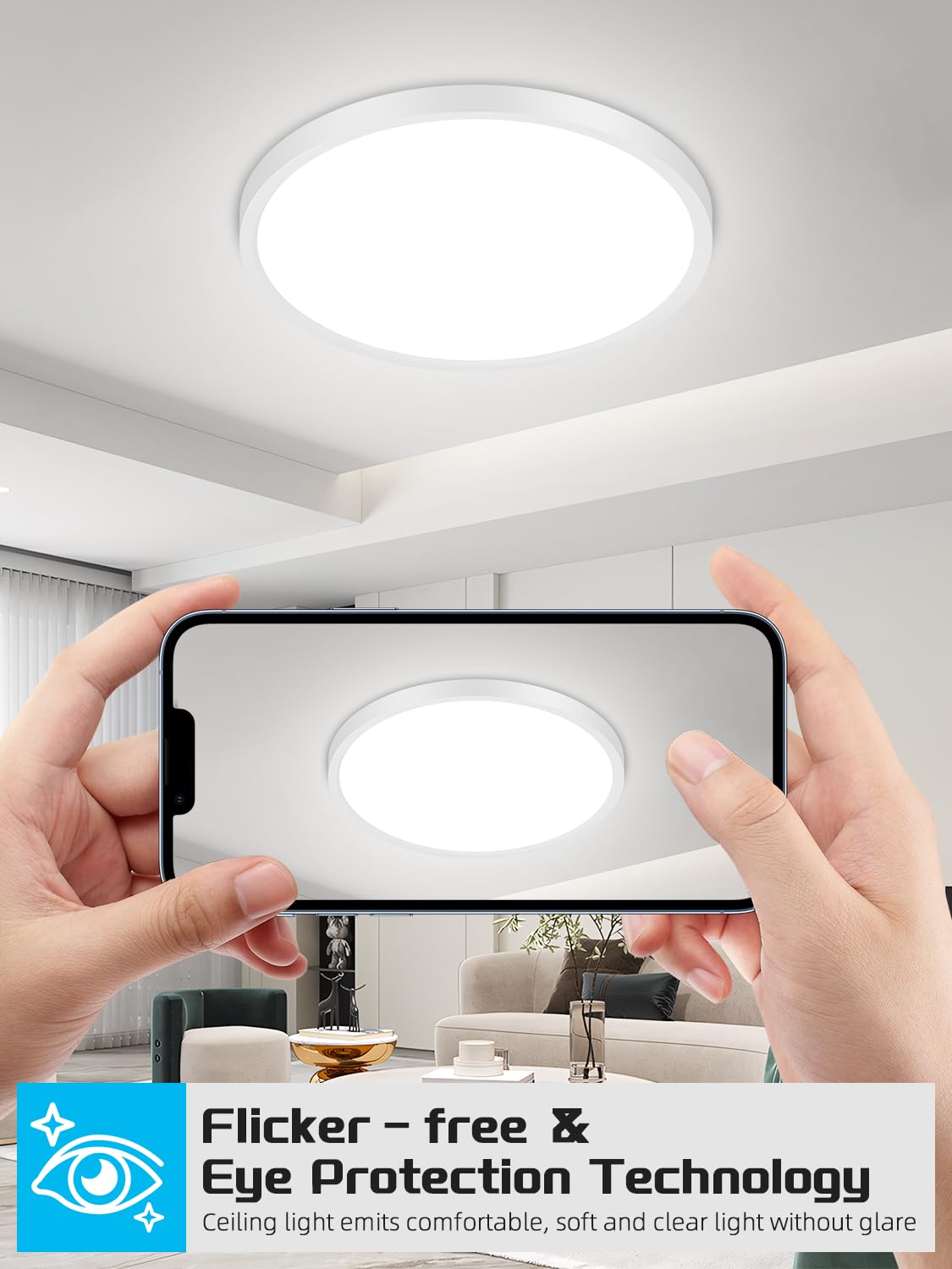 Plafoniera LED Soffitto 60W,6500K Bianco freddo Lampada da Soffitto,6000LM Plafoniera Moderni,Ø50CM Lampada LED per Camera da Letto, Cucina, Soggiorno Balcone
