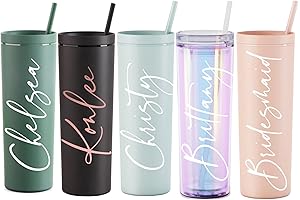 Personalized Tumbler Holographic, Acrylic Skinny Tumbler with Straw, Gifts for Bridesmaids, Personalized Gift