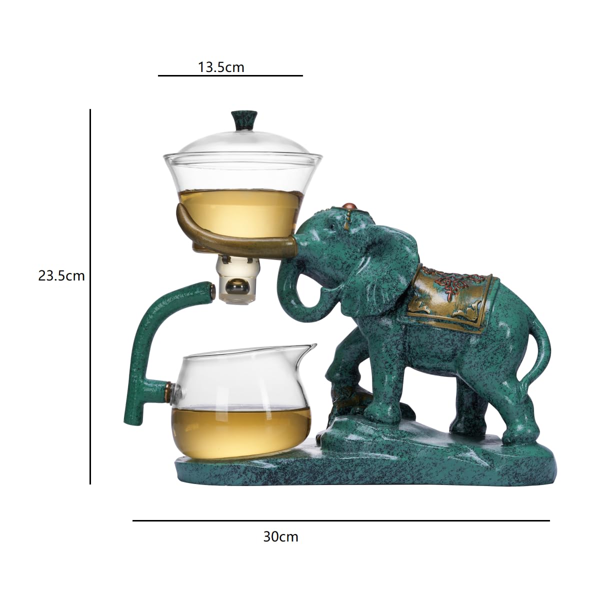 Hitzebeständiges Kungfu-Teeservice aus Glas mit Heizer, zieht Wasserumleitung an, drehbare Abdeckung, Schüssel, halbautomatische Glas-Teekanne (Elefant einzeln)