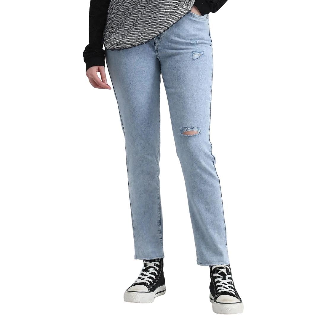 flying machine Women's Straight Fit Jeans| Solid | High Rise | Stretchable | Jeans for Woman-picture-41