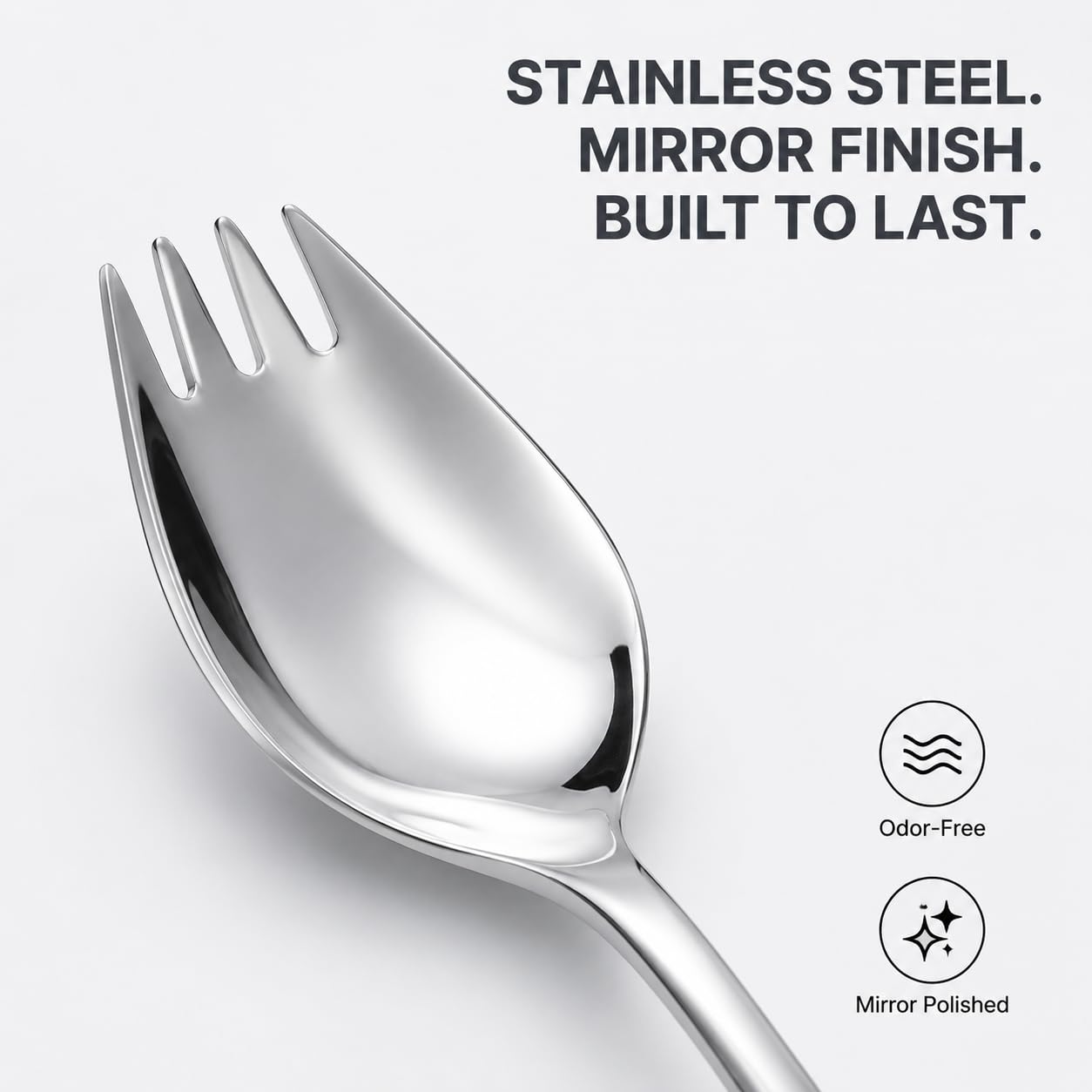 4 Stainless Steel Sporks - Salad Forks & Serving Spoons -4 4 Stainless Steel Sporks - Salad Forks & Serving Spoons -4