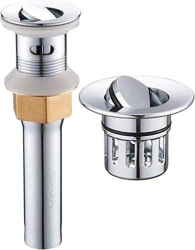 Tapón de drenaje abatible para lavabo de baño de acero inoxidable, colador antiobstrucción integrado, se adapta al orificio de drenaje americano