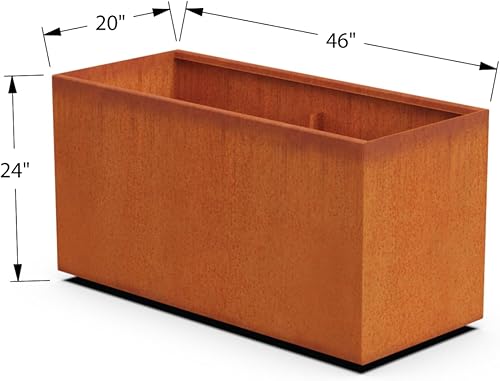 Miniatura 5 de Corten - Maceta rectangular de acero rústico para jardín, 46 pulgadas de largo, 20 pulgadas de ancho y 24 pulgadas de alto, resistente, fabricada en