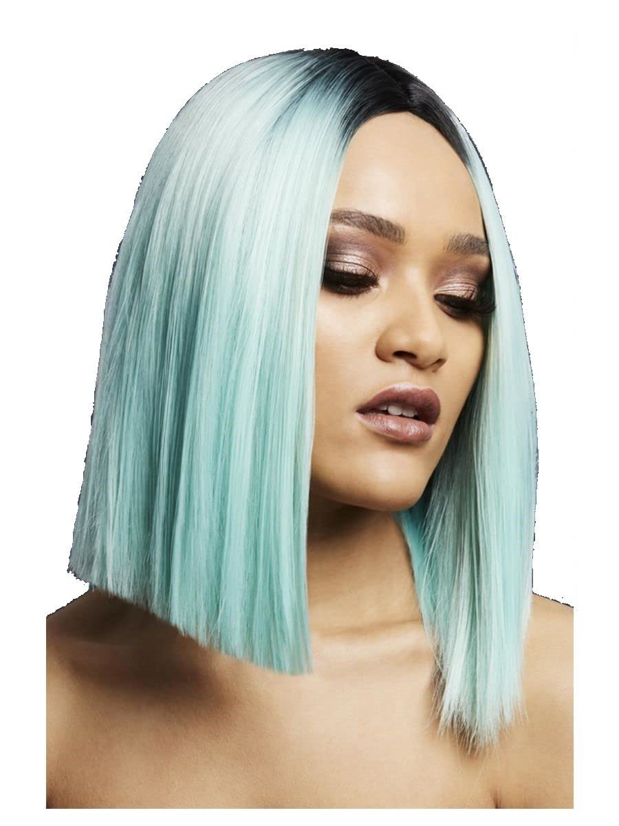 Smiffys Fever Kylie Wig, Two Toned Blend, Peppermint Inverted Long Bob, Centre Parting, 37cm/ 15in, Fever Wigs Fancy Dress, Adult Dress Up Wigs — image 1