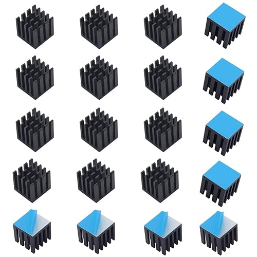Disipador de calor de aluminio de 0.59 x 0.59 x 0.59 pulgadas 0.591 x 0.591 x 0.591 in con cinta adhesiva conductora térmica para Raspberry Pi,