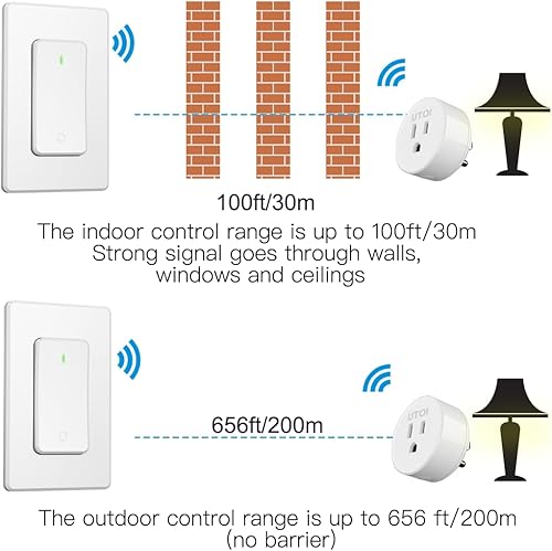 Miniatura 4 de UTOI Enchufe de toma de control remoto con interruptor remoto, interruptor de luz inalámbrico de largo alcance para lámparas y electrodomésticos de
