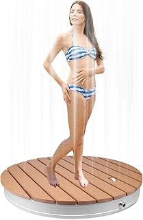 Comprar Ducha Exterior Jardín con Control de Pie, Ducha de Suelo Antideslizante con Chorros de Agua de 3,5m, Ducha de Aluminio Portátil para Piscina/Camping/Familia, Incluye Adaptadores(Circular)