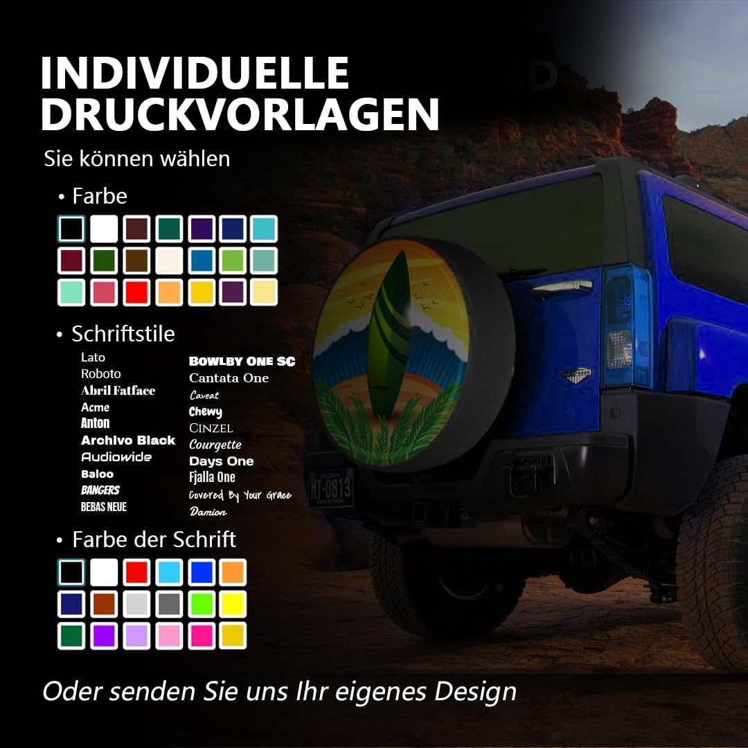 Personalisierte Reifenabdeckung mit eigenem Foto - maßgeschneiderte Radabdeckung - wasserdicht, staubdicht, UV-beständig - für SUV, Wohnmobil, Anhänger