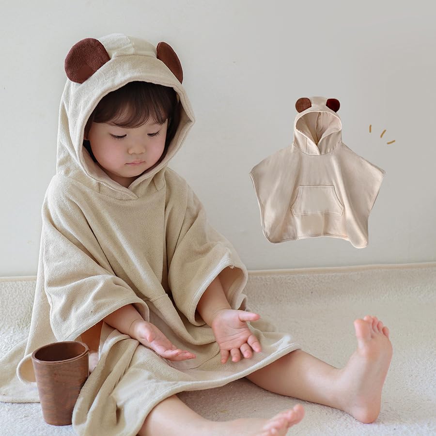 Baby & Toddler Poncho Towel with Hood, 4 Animal Designs (Rabbit, Panda, Bear, Puppy) - Image 4